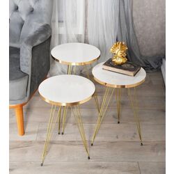Set mese pentru reviste Prestige Ginsburg 3 pcs 330 (White/Gold)