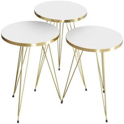 Набор журнальных столиков Prestige Ginsburg 3 pcs 330 (White/Gold) Thumb