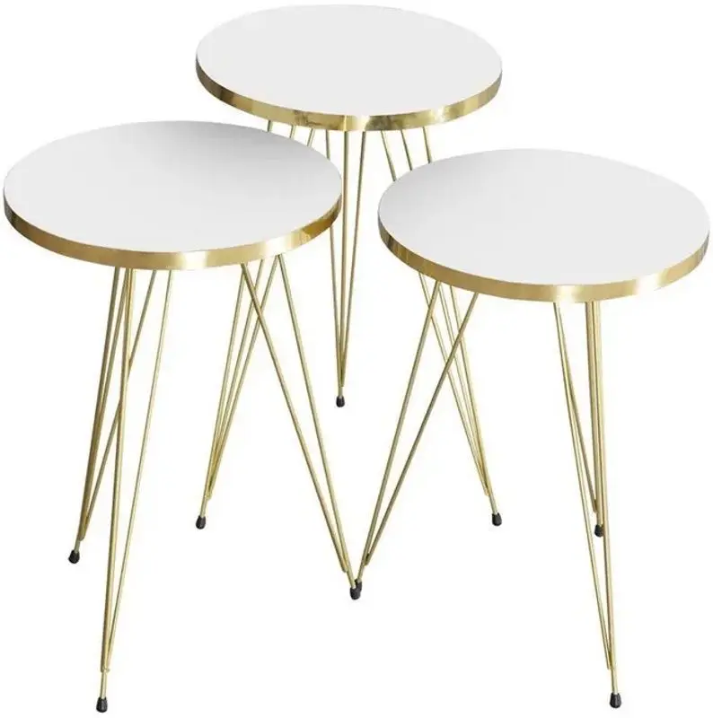 Набор журнальных столиков Prestige Ginsburg 3 pcs 330 (White/Gold) - 4