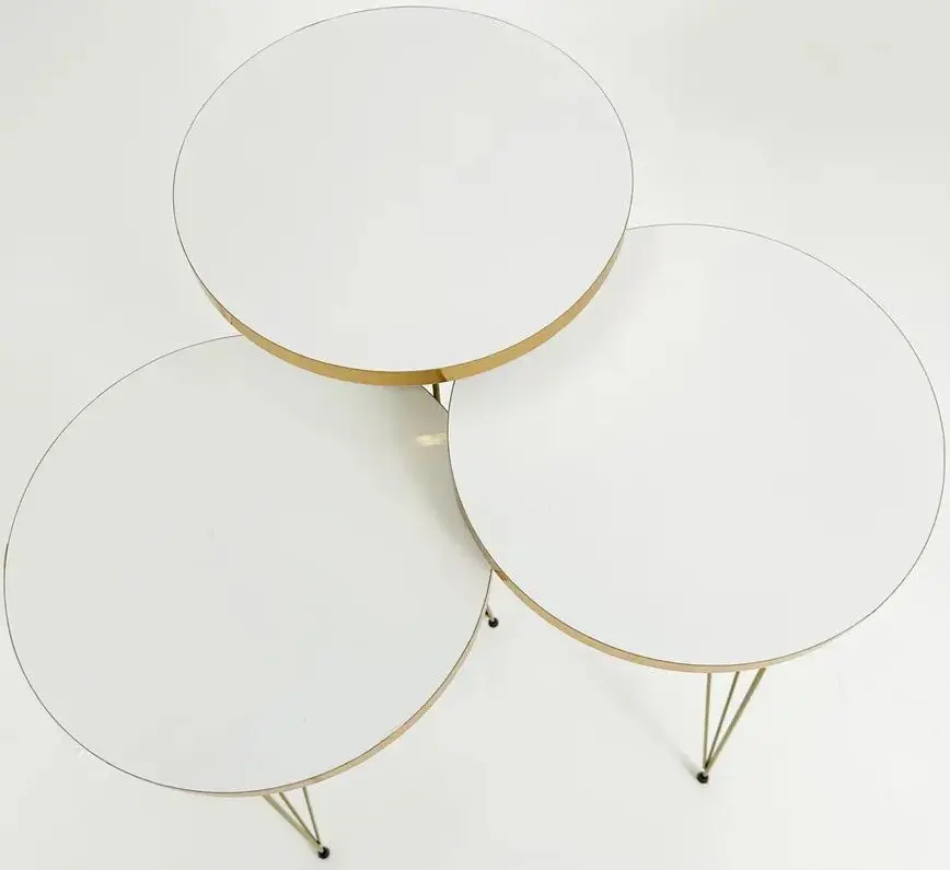 Набор журнальных столиков Prestige Ginsburg 3 pcs 330 (White/Gold) - 3