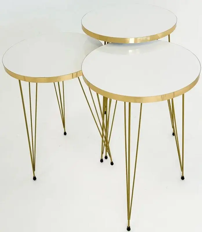 Набор журнальных столиков Prestige Ginsburg 3 pcs 330 (White/Gold) - 2