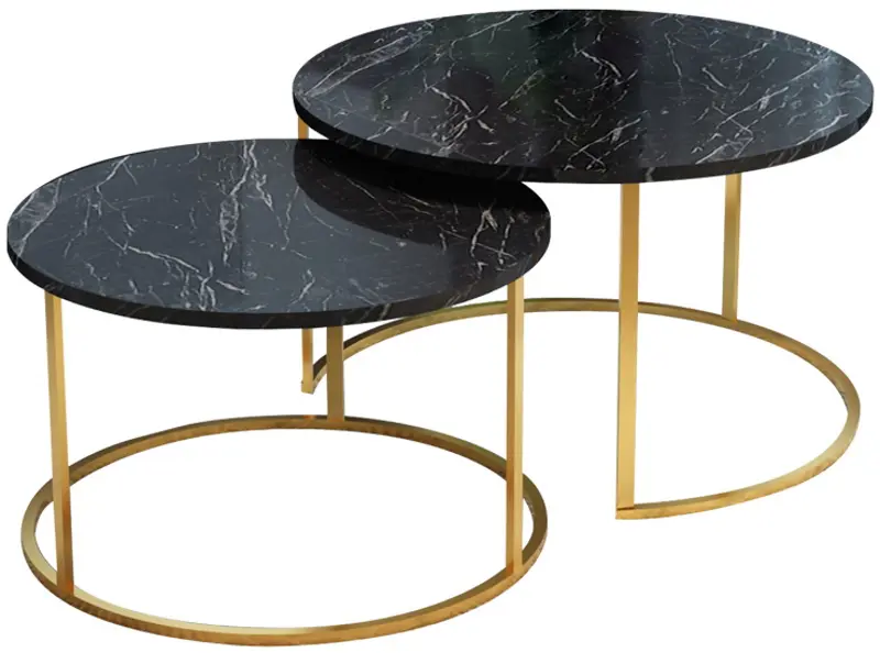 Set masute pentru reviste Prestige Bendir 2 pcs (Black Marble/Gold)