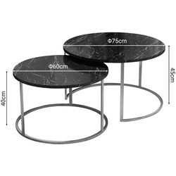 Set masute pentru reviste Prestige Bendir 2 pcs (Black Marble/Gold) Thumb