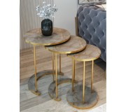 Set masute pentru reviste Prestige Gordion 3 pcs (Grey Marble/Gold)