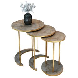 Набор журнальных столиков Prestige Gordion 50/40/30 3 pcs (Grey Marble/Gold) Thumb