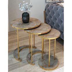 Set masute pentru reviste Prestige Gordion 50/40/30 3 pcs (Grey Marble/Gold)