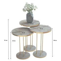 Set masute pentru reviste Prestige Gordion Round base 3 pcs (Grey Marble/Gold) Thumb