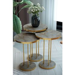 Набор журнальных столиков Prestige Gordion Round base 3 pcs (Grey Marble/Gold)
