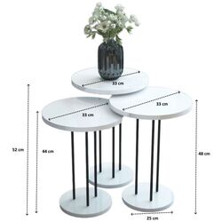 Set masute pentru reviste Prestige WH Round base 3 pcs (White/Black) Thumb