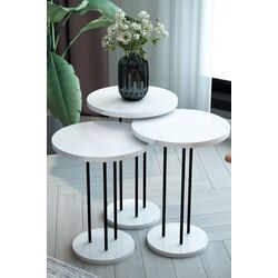 Set masute pentru reviste Prestige WH Round base 3 pcs (White/Black)