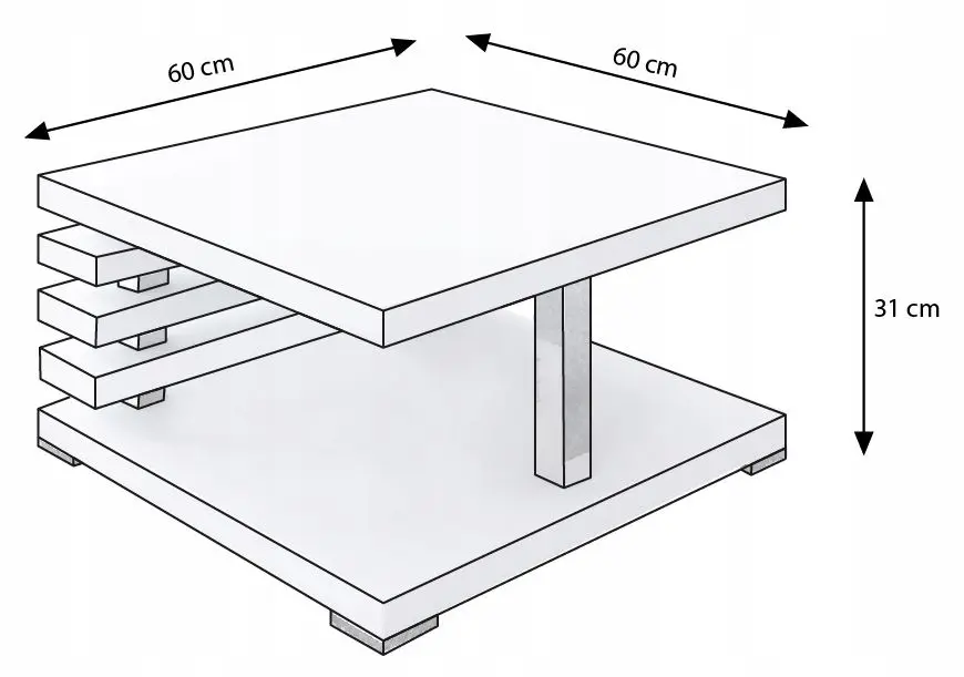 Masa pentru reviste Prospero Kyoto (White Gloss)