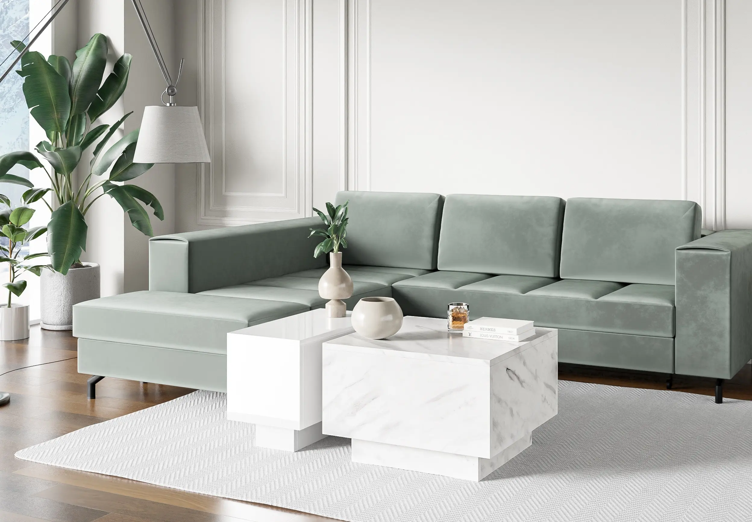 Masa pentru reviste Prospero Moon 60 (White Marble) - 4