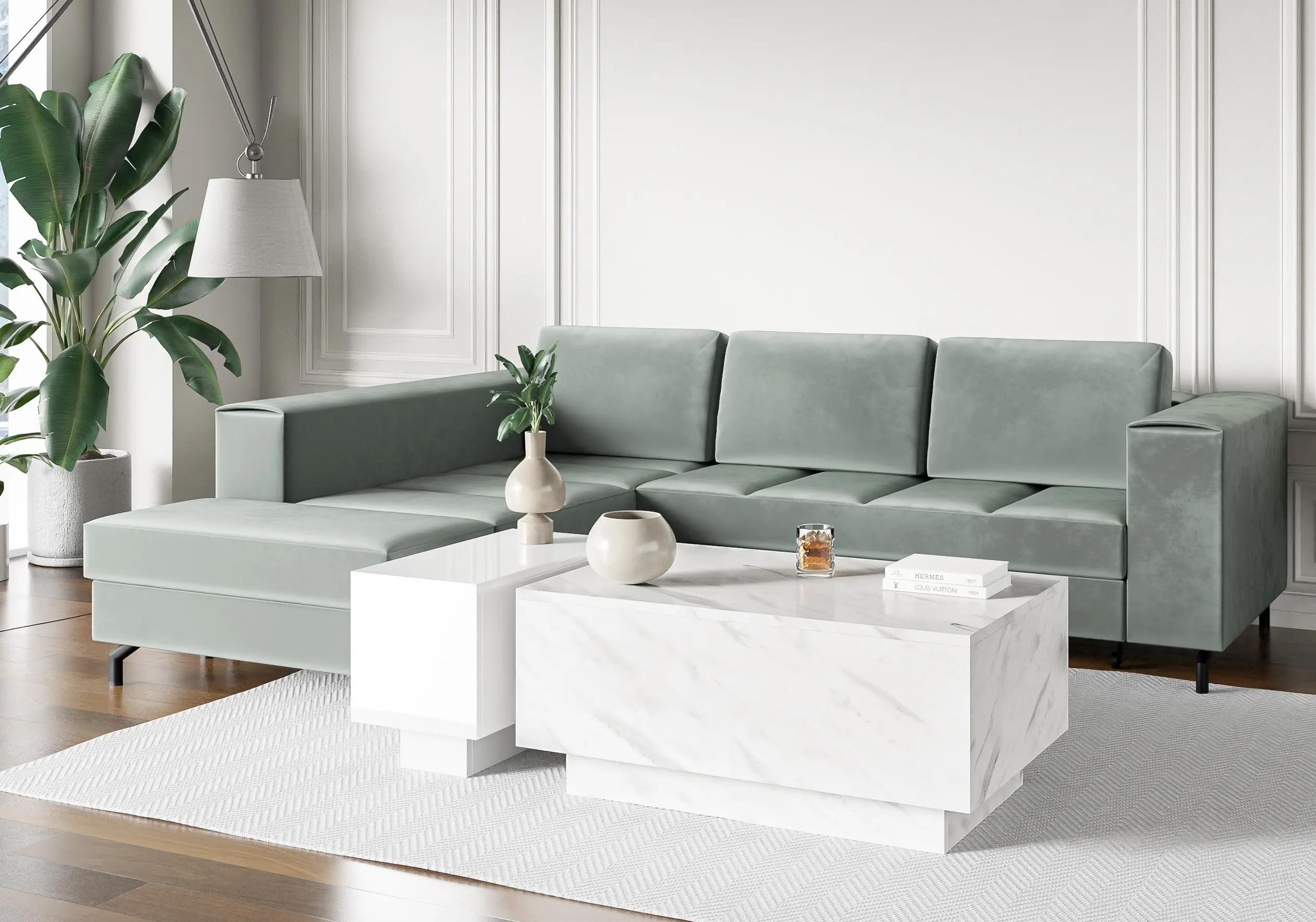 Masa pentru reviste Prospero Moon 90 (White Marble) - 4