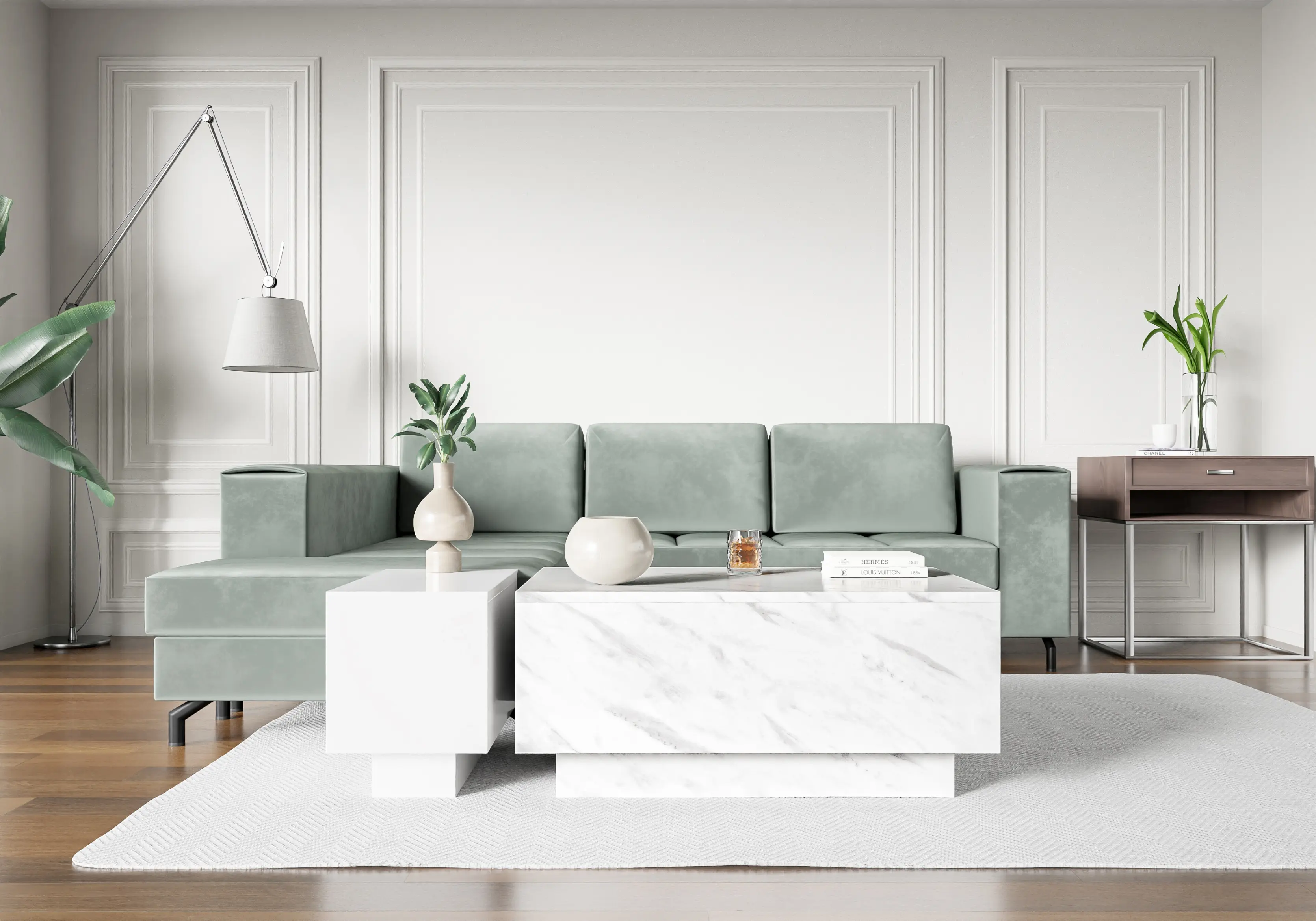 Masa pentru reviste Prospero Moon 90 (White Marble) - 5