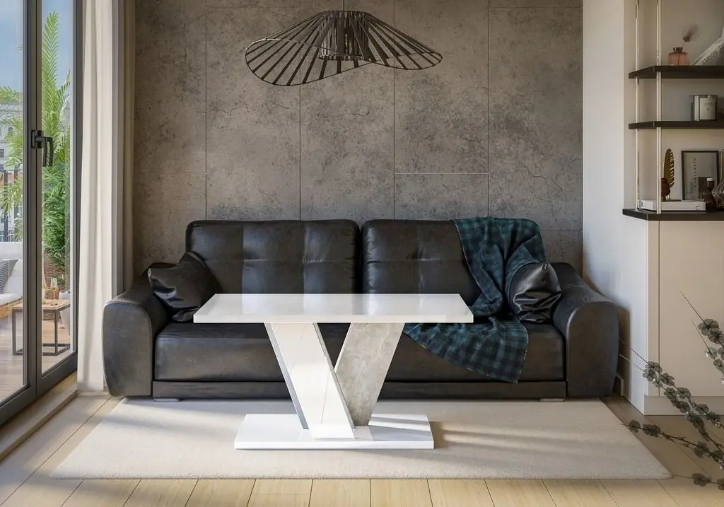 Masa pentru reviste Prospero Viney (White Gloss/Stone)