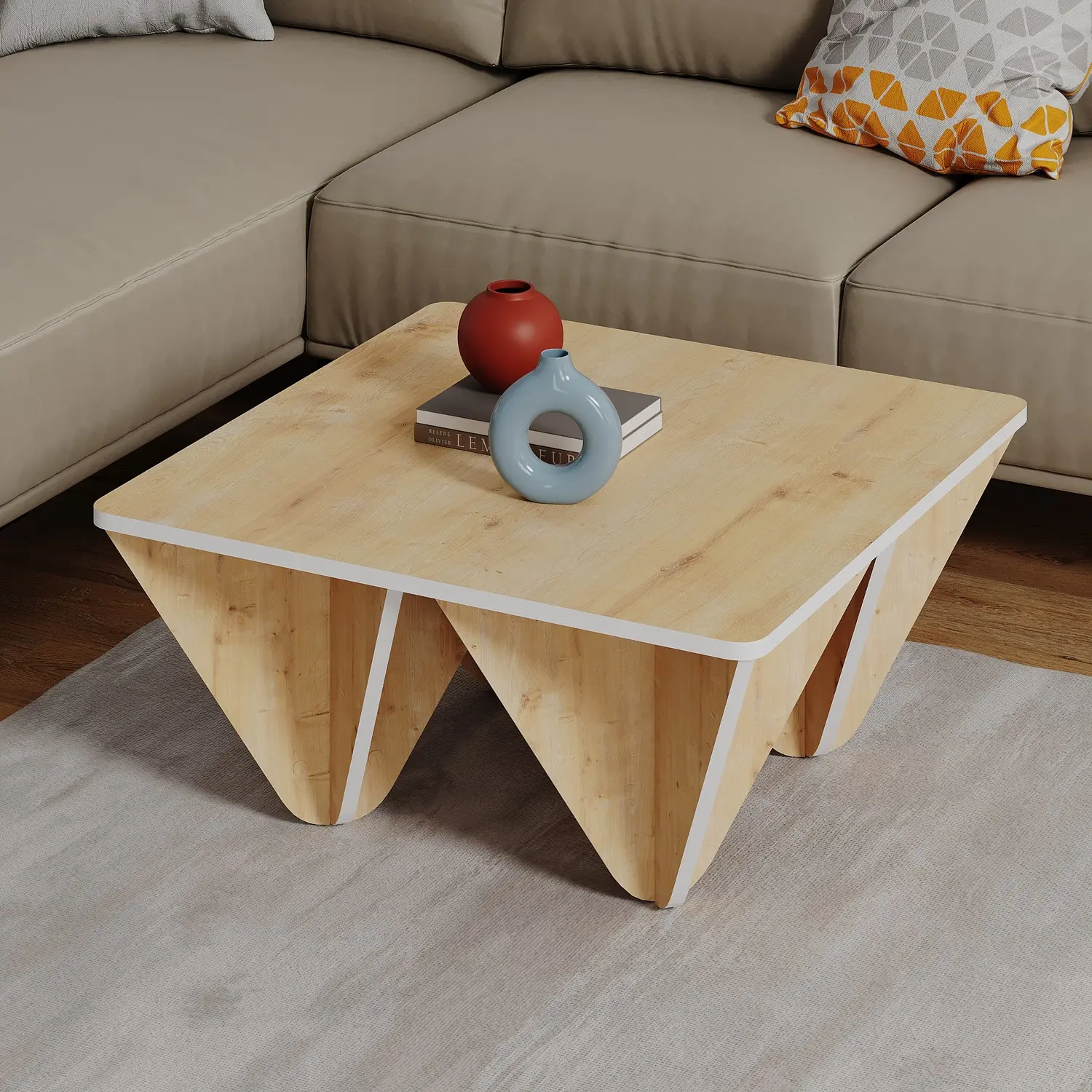 Masa pentru reviste Showdeko Diamond (Oak/White) - 2