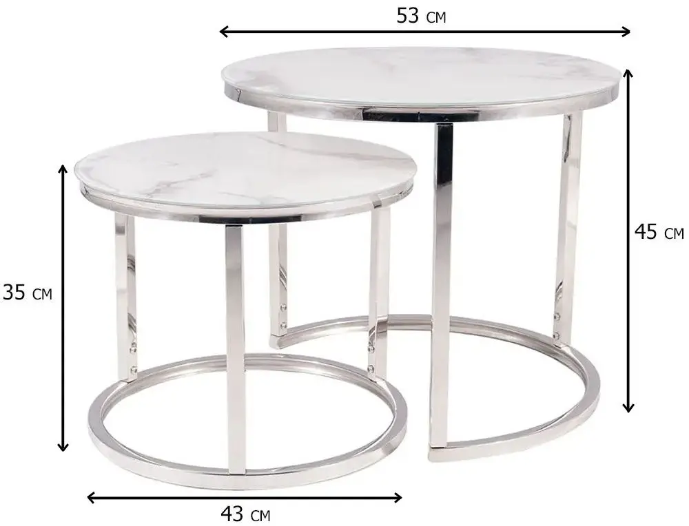 Набор журнальных столиков Signal Atlanta B II (White Marble/Chrome)