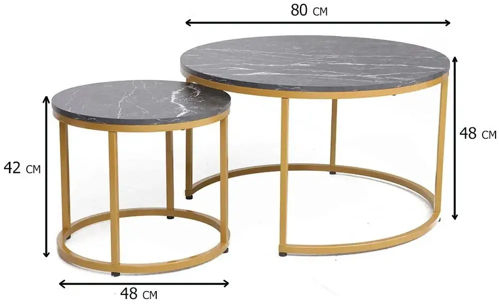 Set masute pentru reviste Signal Dion (Black Marble/Gold)