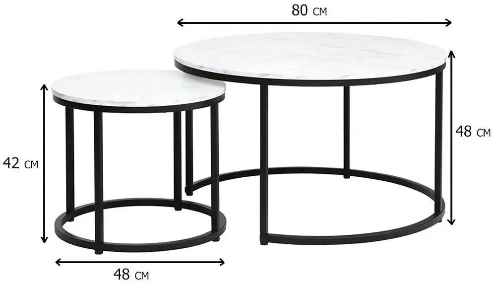 Set masute pentru reviste Signal Dion (White Marble/Black)