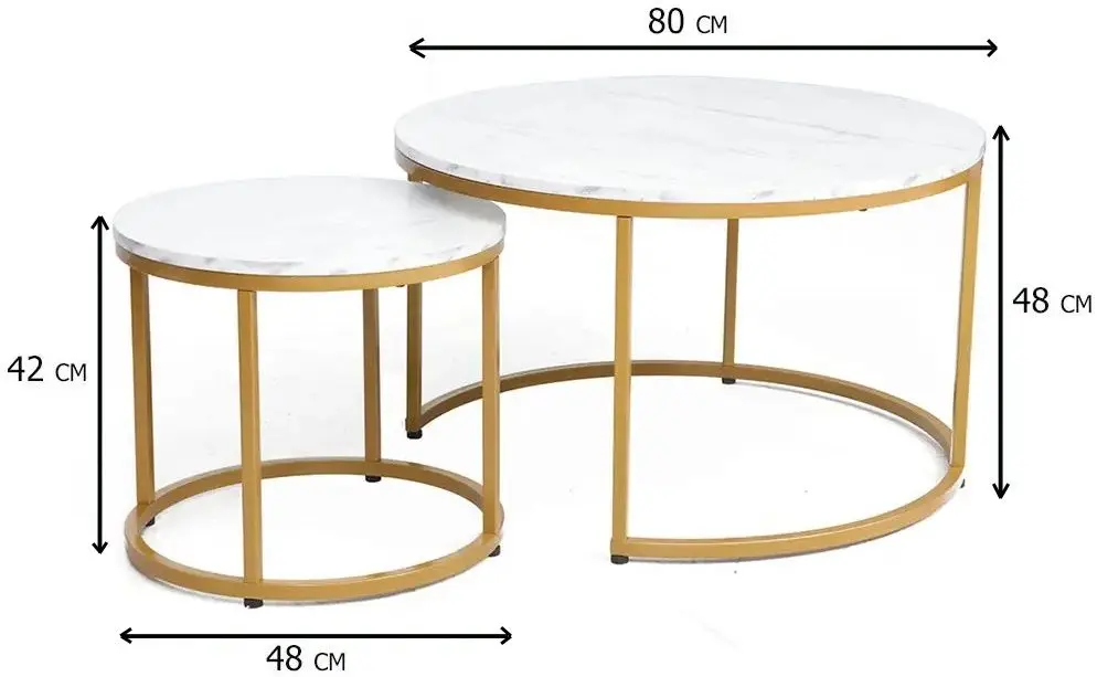 Set masute pentru reviste Signal Dion (White Marble/Gold)