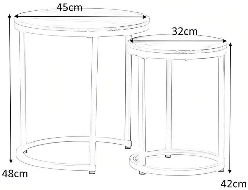 Set masute pentru reviste Signal Hola (White Marble/Gold)