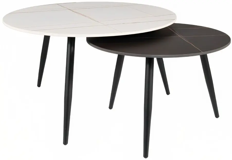 Set masute pentru reviste Signal Kora B (White Marble/Black Matt)