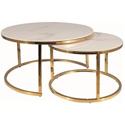 Set mese pentru reviste Signal Portafino A (White Gloss/Gold) Thumb