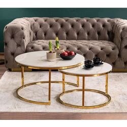 Set mese pentru reviste Signal Portafino A (White Gloss/Gold)