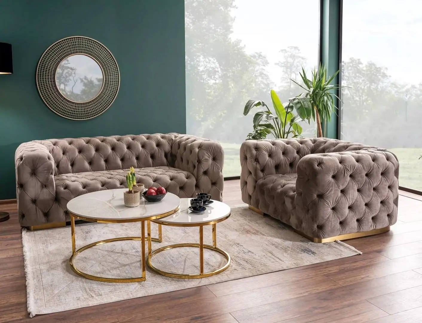 Set mese pentru reviste Signal Portafino A (White Gloss/Gold)