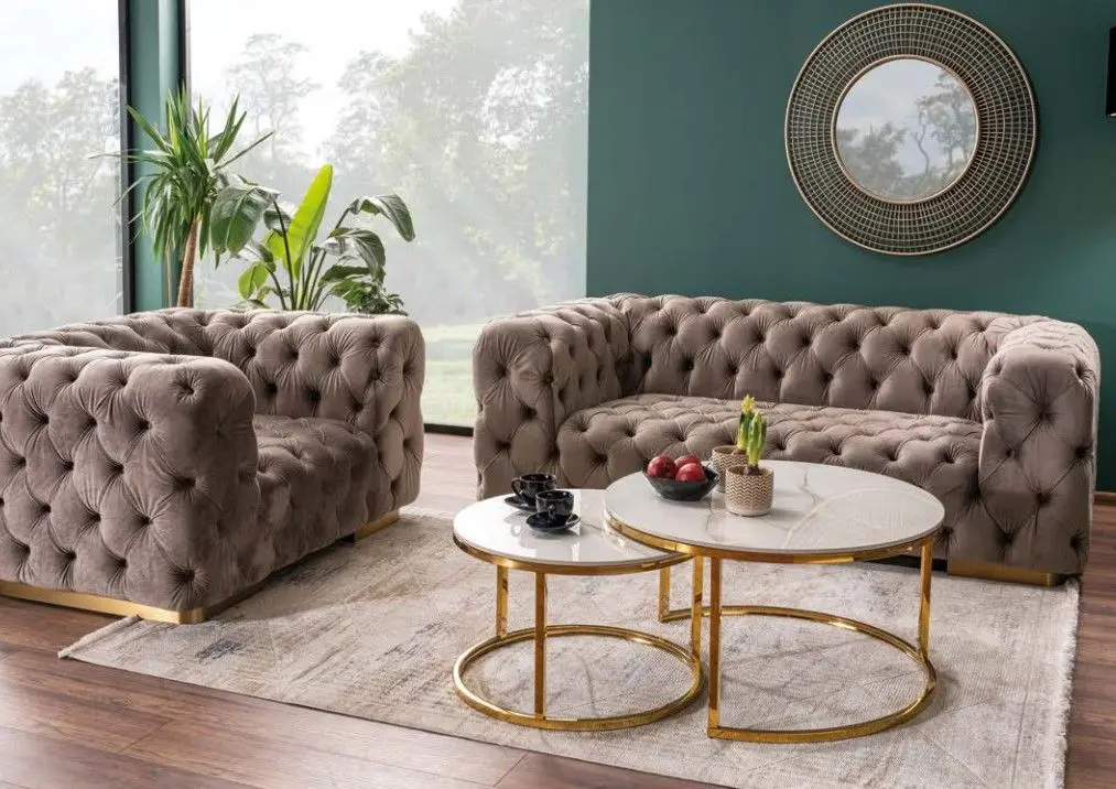 Set masute pentru reviste Signal Portafino A (White/Gold)