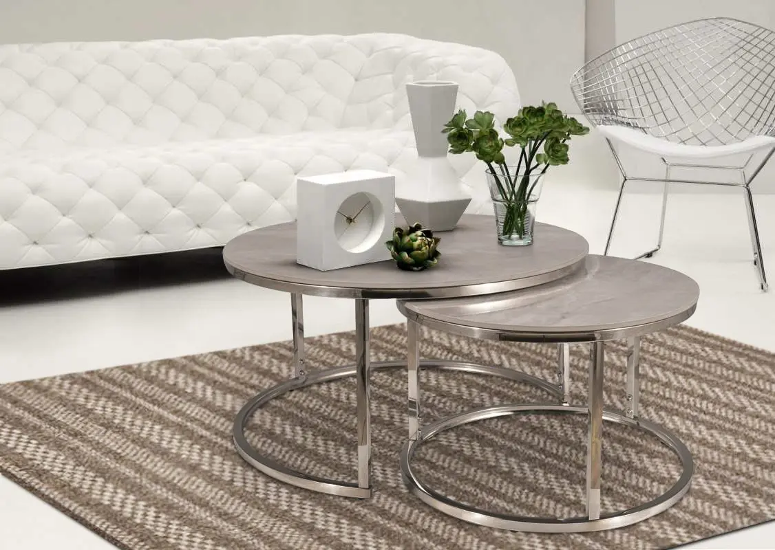 Set masute pentru reviste Signal Portafino (Grey Glass/Chrome)