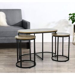 Set masa pentru reviste cu taburete Signal Twix (Artisan Oak/Black)