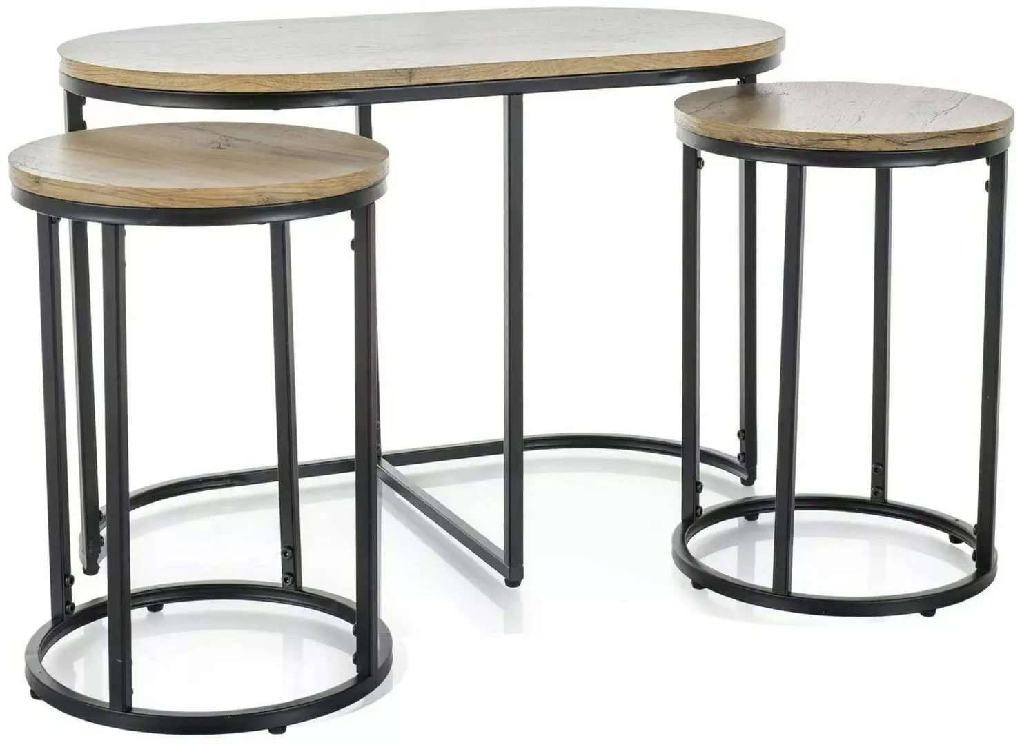 Set masa pentru reviste cu taburete Signal Twix (Artisan Oak/Black)