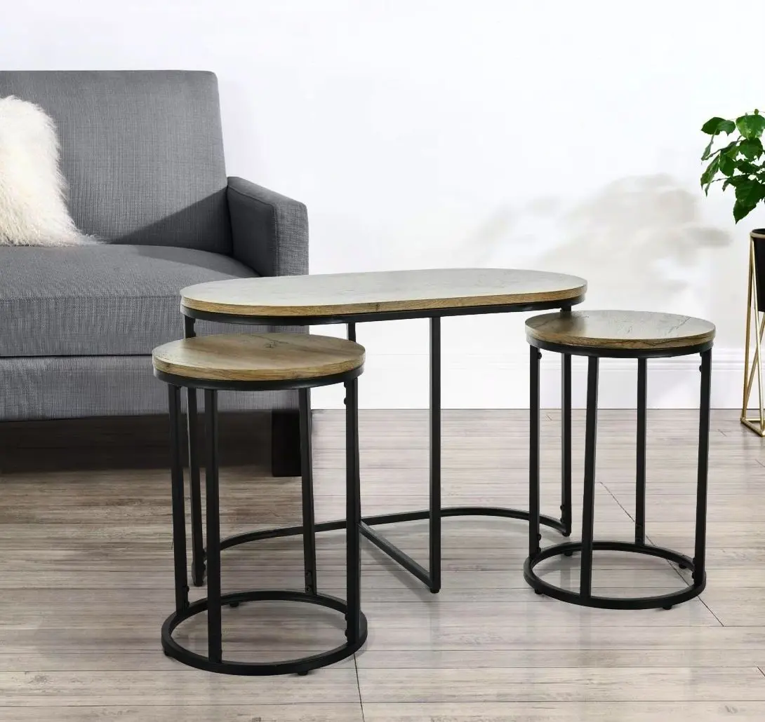 Set masa pentru reviste cu taburete Signal Twix (Artisan Oak/Black)