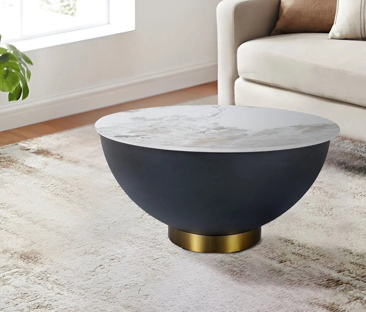 Masa pentru reviste Signal Cyprus A 73 (White/Black/Gold)