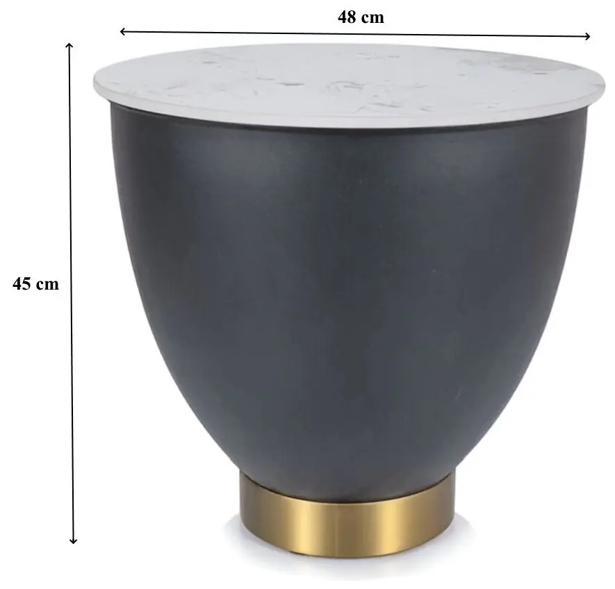 Masa pentru reviste Signal Cyprus B 48x45 (White/Black/Gold)