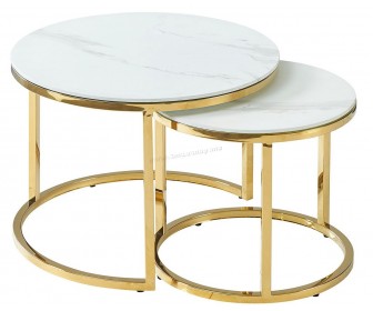 Masa pentru reviste Signal Muse II (White Marble/Gold)