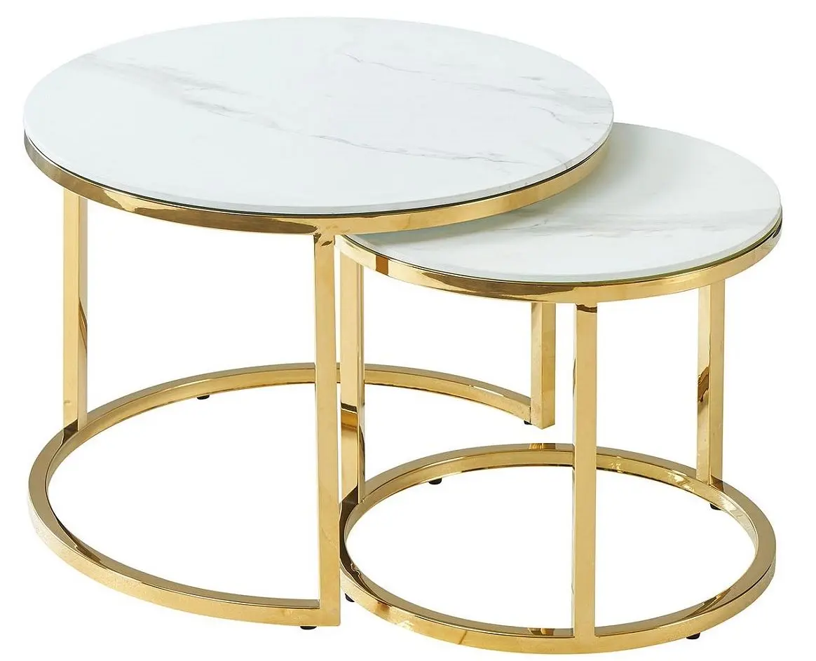 Журнальный столик Signal Muse II (White Marble/Gold)