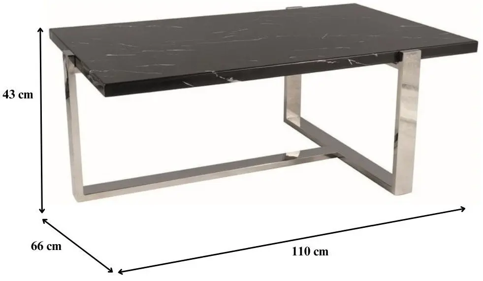 Журнальный столик Signal Vela A (Black Marble/Silver) - 2