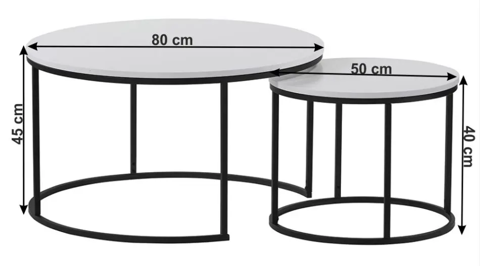 Set mese pentru reviste Tempo Kondela Iklin (White/Black)