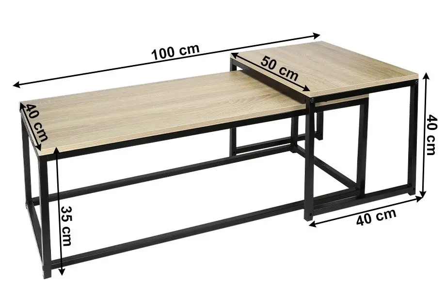 Set mese pentru reviste Tempo Kondela Kastler New Typ 2 (Sonoma Oak/Black) - 4