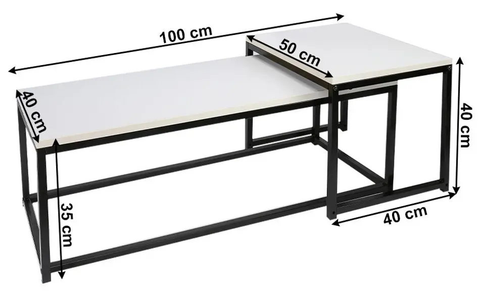 Set mese pentru reviste Tempo Kondela Kastler New Typ 2 (White Matt/Black)