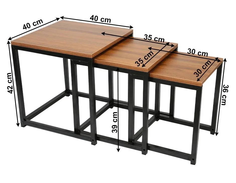 Set mese pentru reviste Tempo Kondela Kastler New Typ 3 (Walnut/Black)