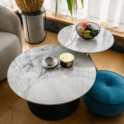 Set masute de cafea Tempo Kondela Mabuz NEW (White Marble/Black) Thumb