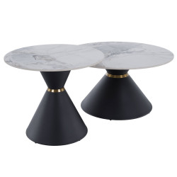 Set masute de cafea Tempo Kondela Mabuz NEW (White Marble/Black) Thumb