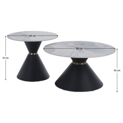 Set masute de cafea Tempo Kondela Mabuz NEW (White Marble/Black) Thumb