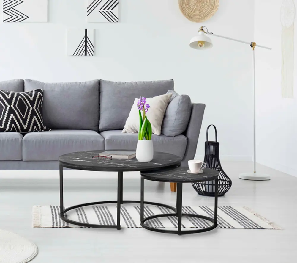 Set masute pentru reviste Tempo Kondela Cirko (Dark Gray/Black)