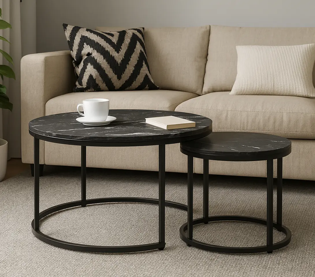 Set masute pentru reviste Tempo Kondela Cirko (Dark Gray/Black)