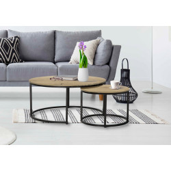 Set masute pentru reviste Tempo Kondela Cirko (Oak/Black)