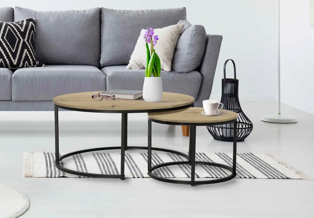 Set masute pentru reviste Tempo Kondela Cirko (Oak/Black)